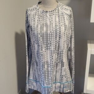 Under armour White Geometric Activewear Tops Stylish Gray and White Women's Top,